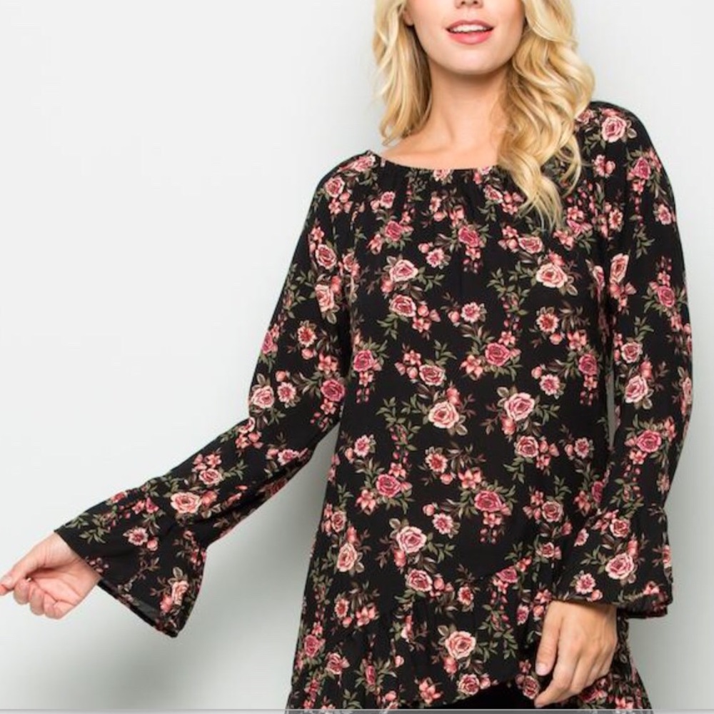 Black Floral print Tunic